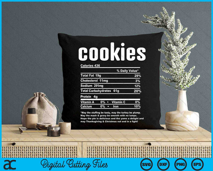 Thanksgiving Christmas Cookies Nutritional Facts SVG PNG Digital Cutting Files