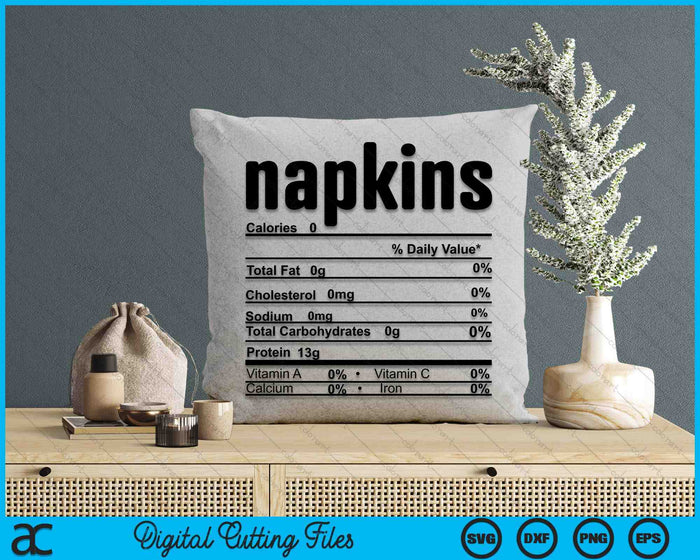 Thanksgiving Christmas Napkins Nutrition Fact SVG PNG Digital Cutting Files