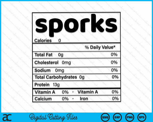 Thanksgiving Christmas sporks nutrition fact SVG cut file