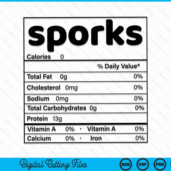 Thanksgiving Christmas Sporks Nutrition Fact SVG PNG Digital Cutting File
