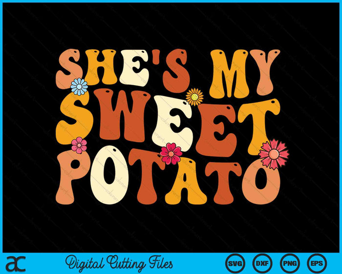 Thanksgiving Couples Sweet Potato I Yam Groovy Flower SVG PNG Digital Printable Files