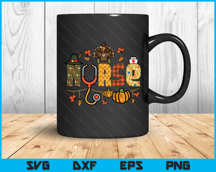 Thanksgiving Nurse Stethoscope Fall Scrub Top Er SVG PNG Digital Printable Files