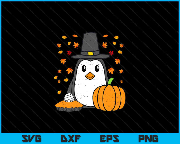 Thanksgiving Penguin Pilgrim Cute Fall Autumn SVG PNG Digital Printable Files