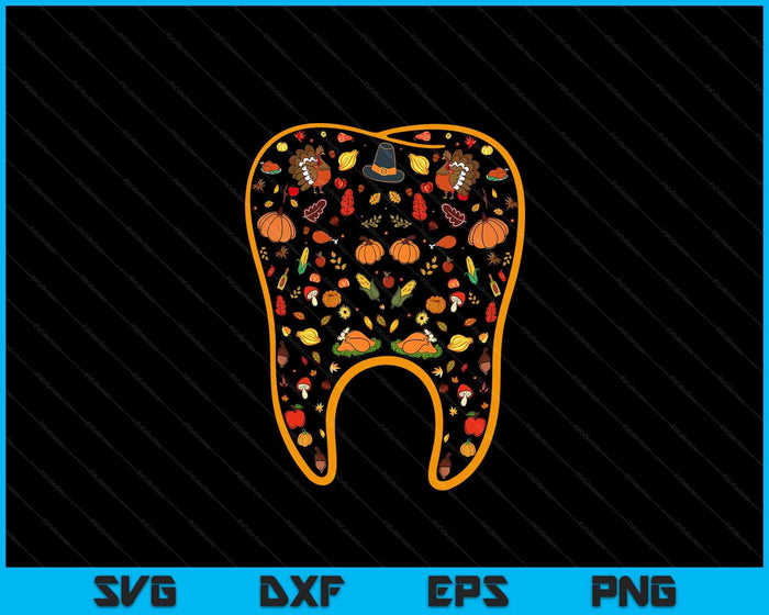 Thanksgiving Tooth Cute Fall Teeth Dental Dentist SVG PNG Digital Printable Files