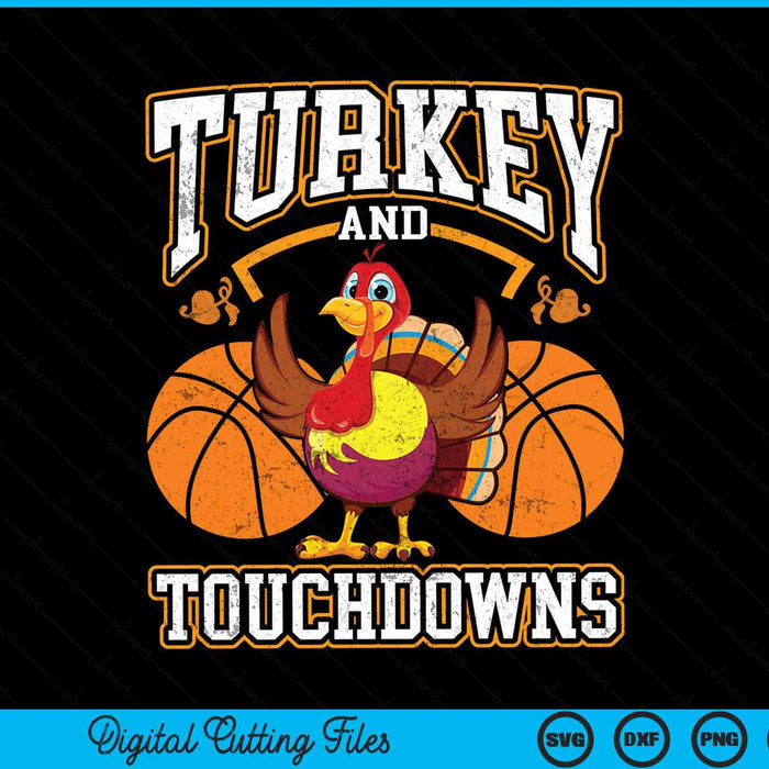 Thanksgiving Turkey And Touchdowns Basketball SVG PNG Digital Cutting Files