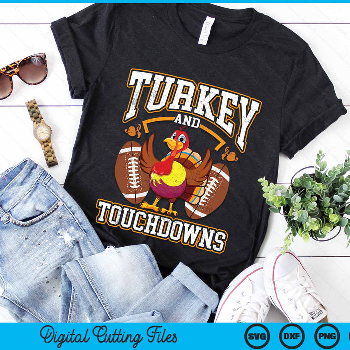 Thanksgiving Turkey And Touchdowns Football SVG PNG Digital Cutting File