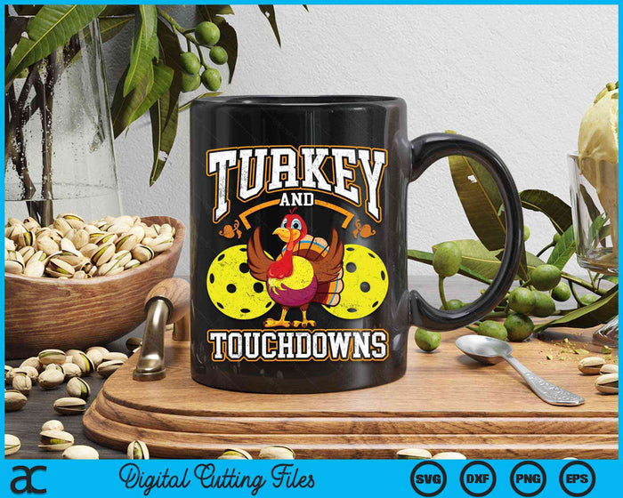 Thanksgiving Turkey And Touchdowns Pickleball SVG PNG Digital Cutting Files