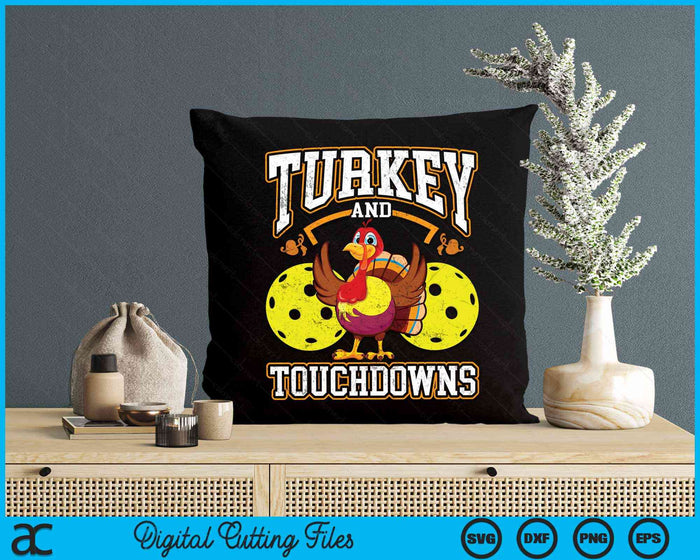 Thanksgiving Turkey And Touchdowns Pickleball SVG PNG Digital Cutting Files