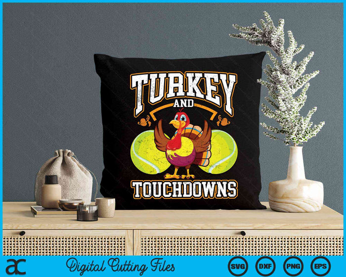 Thanksgiving Turkey And Touchdowns Tennis SVG PNG Digital Cutting Files