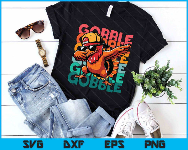 Thanksgiving Turkey Dab Gobble Funny Toddler Boys Kids Youth SVG PNG Digital Printable Files