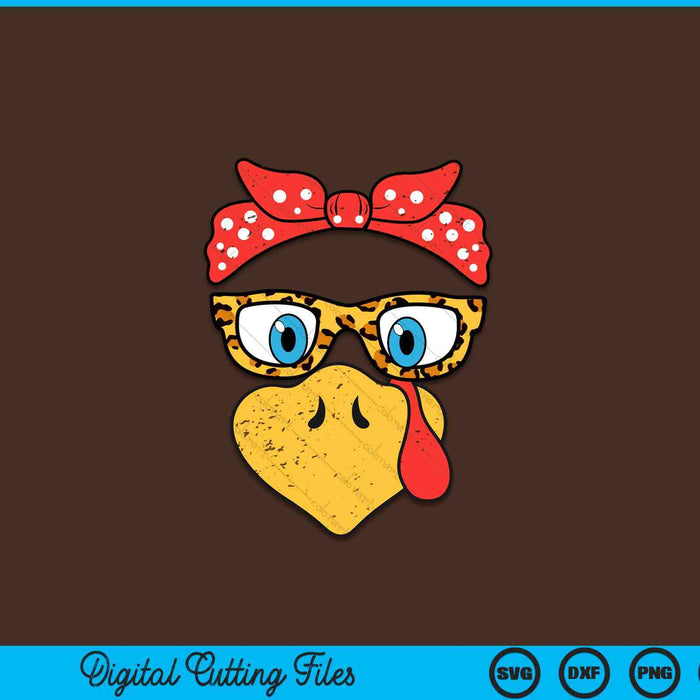 Thanksgiving turkey face eyeglasses SVG cut file
