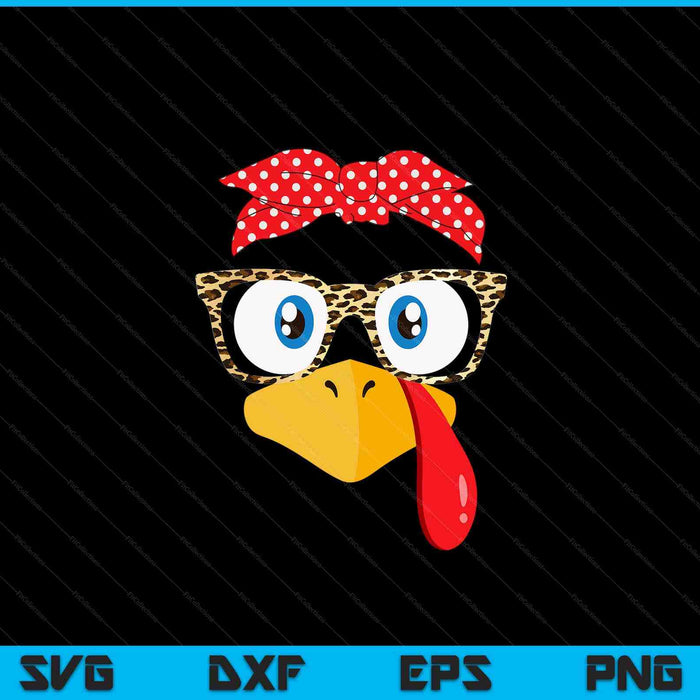 Thanksgiving turkey face leopard print glasses SVG cut file