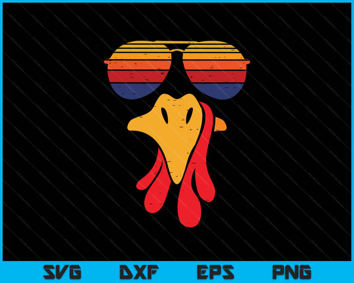 Thanksgiving Turkey Face Sunglasses Vintage SVG PNG Digital Printable Files