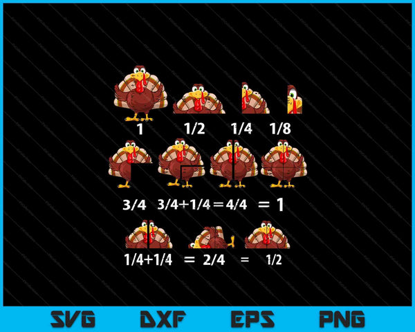 Thanksgiving turkey math fraction teacher SVG cut file