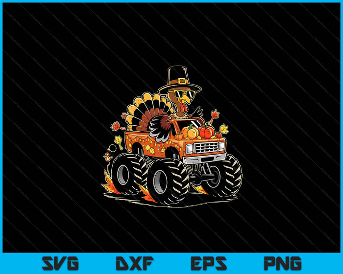 Thanksgiving Turkey Riding Monster Truck SVG PNG Digital Printable Files