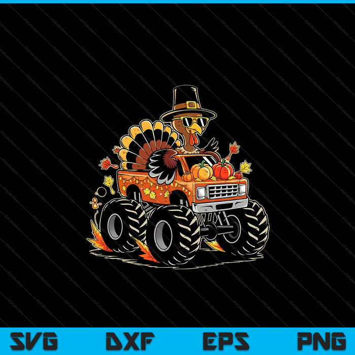 Thanksgiving turkey riding monster truck SVG cut file
