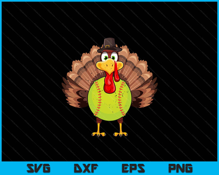 Thanksgiving Turkey Softball Ball SVG PNG Digital Printable Files