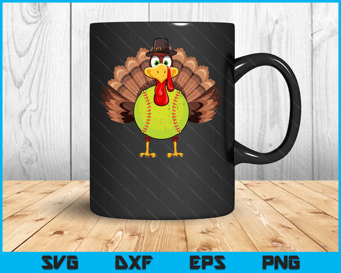 Thanksgiving Turkey Softball Ball SVG PNG Digital Printable Files