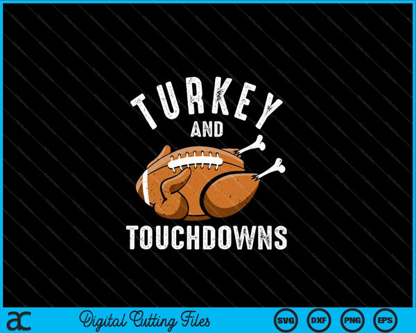 Acción de Gracias Turquía y Touchdowns Fútbol SVG PNG Archivos de corte digital