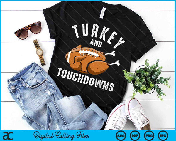 Thanksgiving Turkey and Touchdowns Football SVG PNG Digital Cutting Files - on a t-shirt
