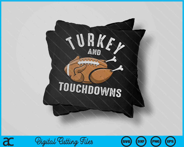 Acción de Gracias Turquía y Touchdowns Fútbol SVG PNG Archivos de corte digital