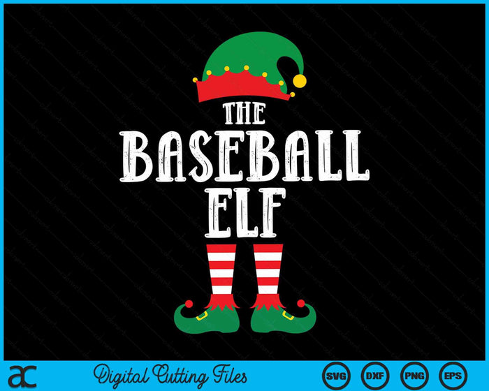 The Baseball Elf Matching Family Group Christmas Party Pyjamas SVG PNG Digital Cutting Files