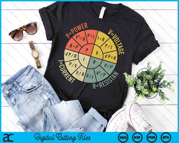 The Formula Wheel Of Electrical Engineering Retro Ohms Law SVG PNG Digital Printable Files