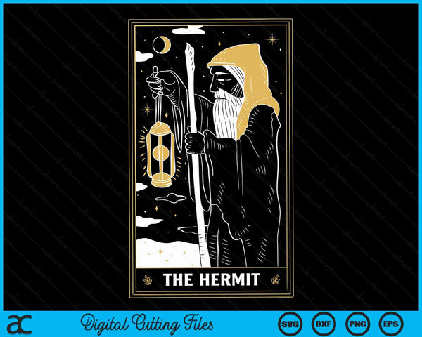 De kluizenaar Tarot Card gotische Halloween Grim Reaper occulte SVG PNG digitale snijbestanden 
