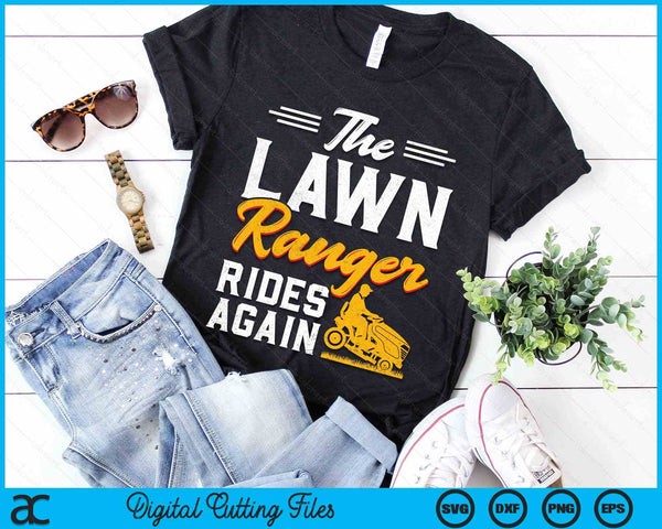 The Lawn Ranger Rides Again Lawn Tractor Mowing SVG PNG Digital Cutting Files