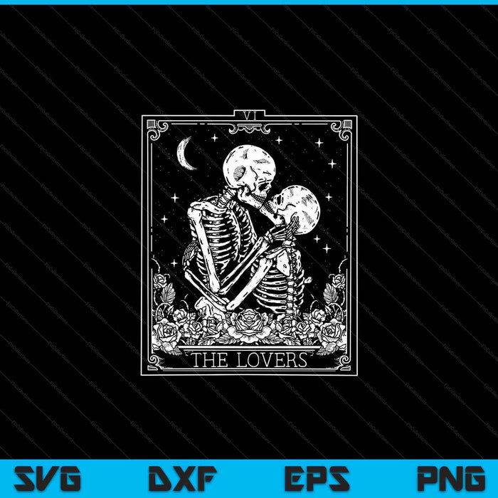 The Lovers Vintage Tarot Card Astrology Goth Halloween Women SVG PNG Digital Cutting File