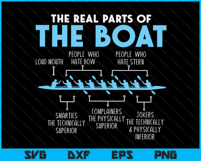 De echte delen van de boot Grappige roeien SVG PNG digitale snijbestanden