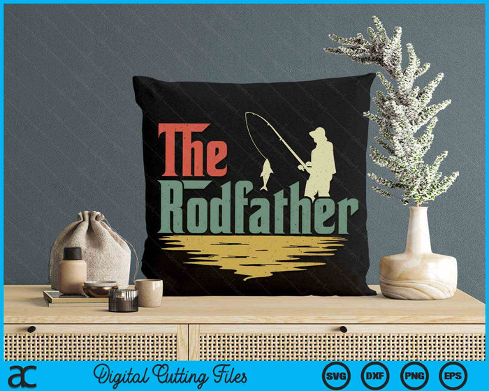 The Rodfather Funny Fishing Fathers Day Vintage SVG PNG Printable Cutting Files