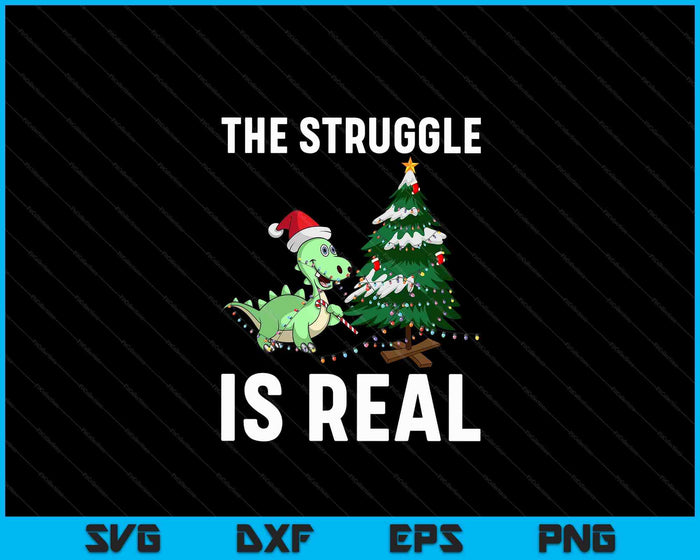 De strijd is echte dinosaurus & X-Mas Tree Kerst SVG PNG digitale snijbestanden