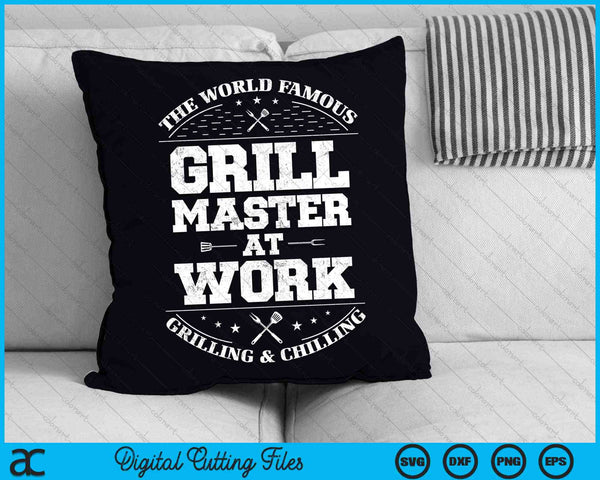 De wereldberoemde Grill Master op het werk Grill Master BBQ Chef SVG PNG digitale snijbestanden