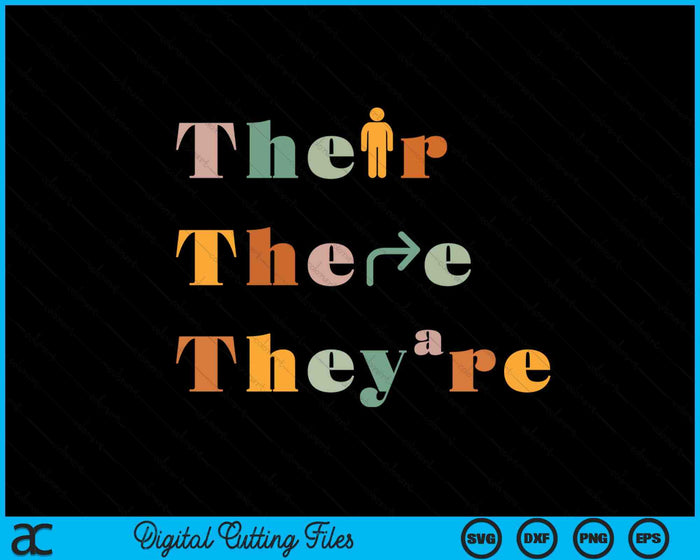 Their There They're Funny English Teacher Gramma Police Joke SVG PNG Digital Printable Files