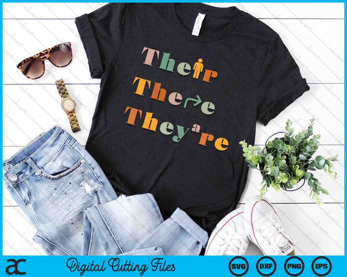 Their There They're Funny English Teacher Gramma Police Joke SVG PNG Digital Printable Files