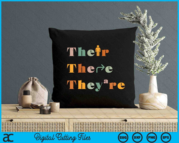 Their There They're Funny English Teacher Gramma Police Joke SVG PNG Digital Printable Files