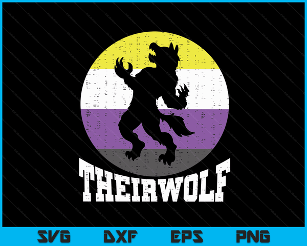 Theirwolf niet-binaire trots niet-binaire Enby NB vlag LGBTQ SVG PNG digitale snijbestanden