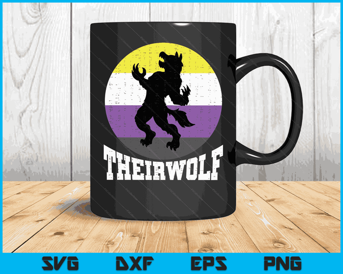 Theirwolf Nonbinary Pride Non Binary Enby NB Flag LGBTQ SVG PNG Digital Cutting Files