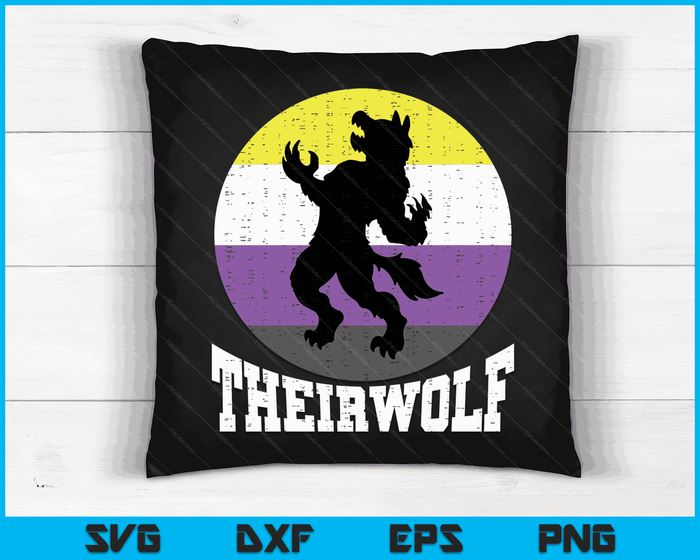 Theirwolf Nonbinary Pride Non Binary Enby NB Flag LGBTQ SVG PNG Digital Cutting Files
