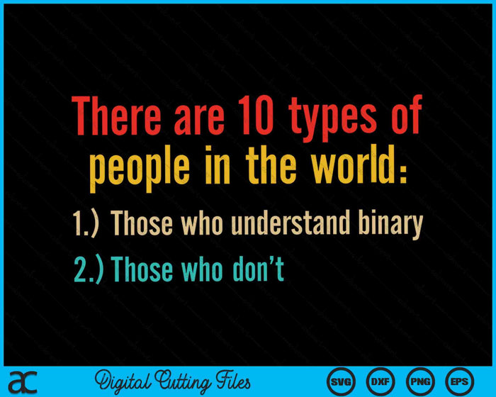 There Are 10 Types Of People In The World Binary Math Teacher SVG PNG Digital Cutting Files