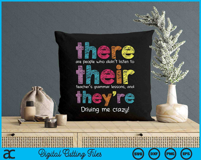 There Their They're English Grammar Teacher Funny Humor SVG PNG Digital Cutting Files