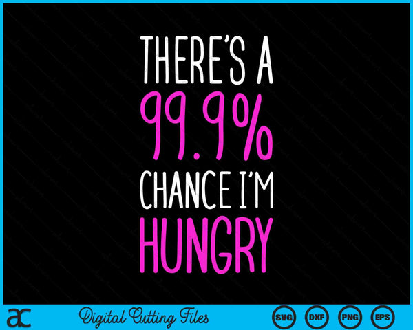 Er is een kans van 99,9% dat ik honger heb. Grappig uitgevoerde SVG PNG digitale snijbestanden