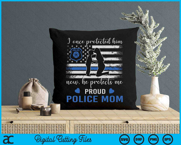 Thin Blue Line American Flag Proud Police Mom SVG PNG Digital Cutting Files