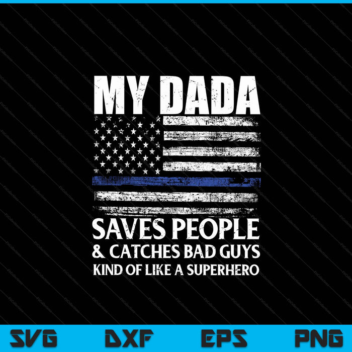 Thin blue line police officer dada SVG cut file