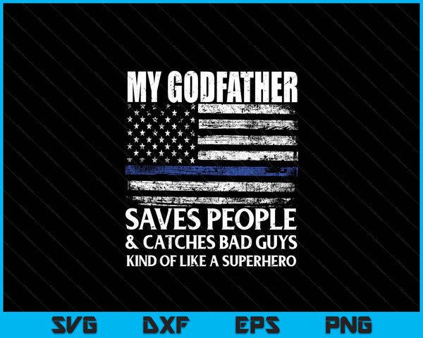 Thin Blue Line Police Officer Godfather SVG PNG Digital Cutting Files