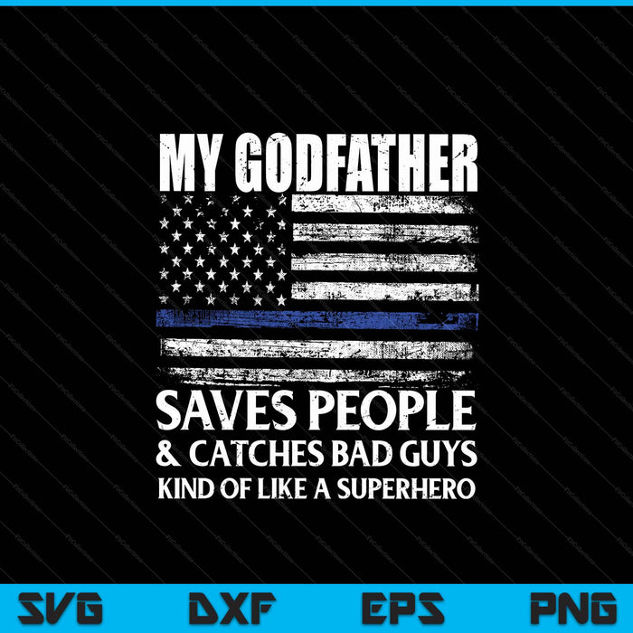 Thin blue line police officer godfather SVG cut file