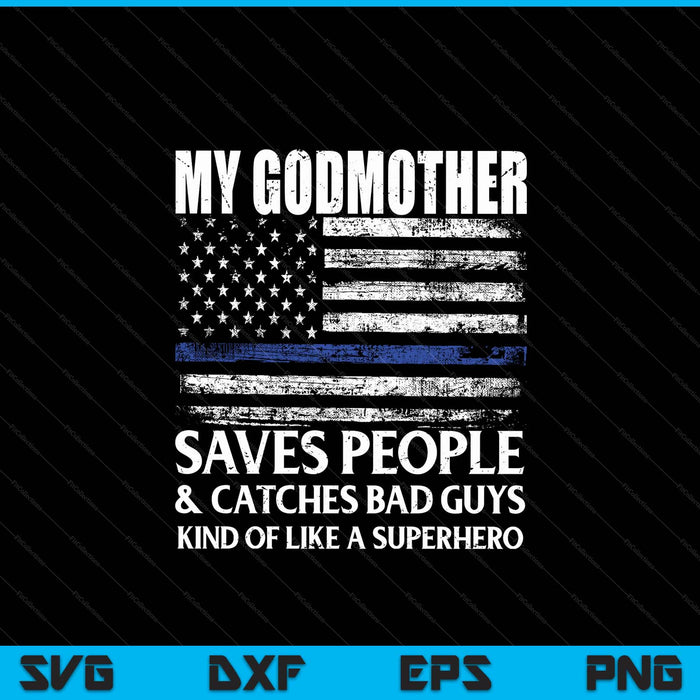Thin blue line police officer godmother SVG cut file