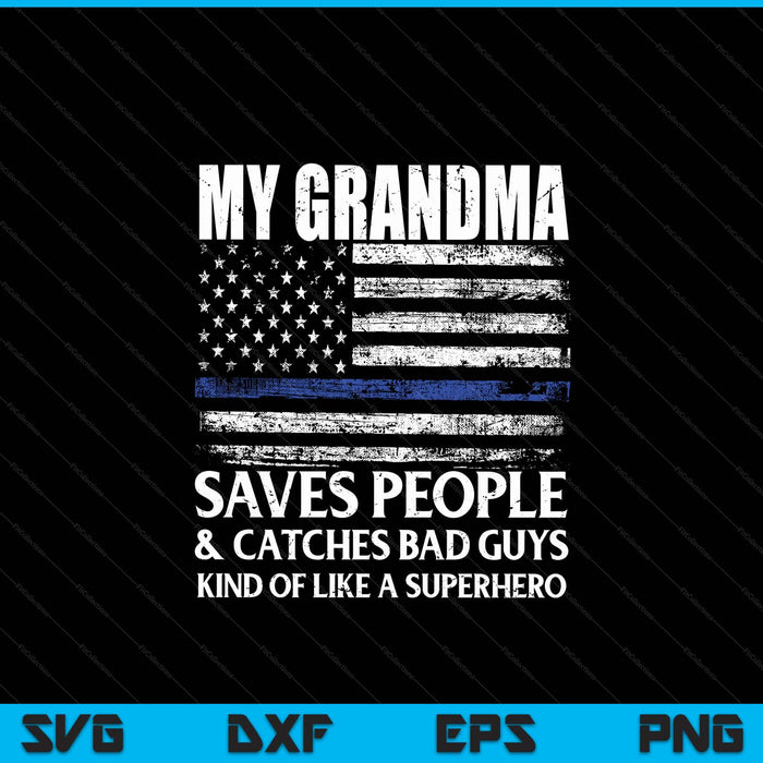 Thin blue line police officer grandma SVG cut file