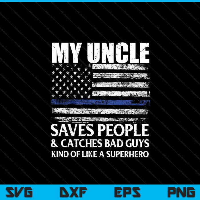 Thin blue line police officer uncle SVG cut file